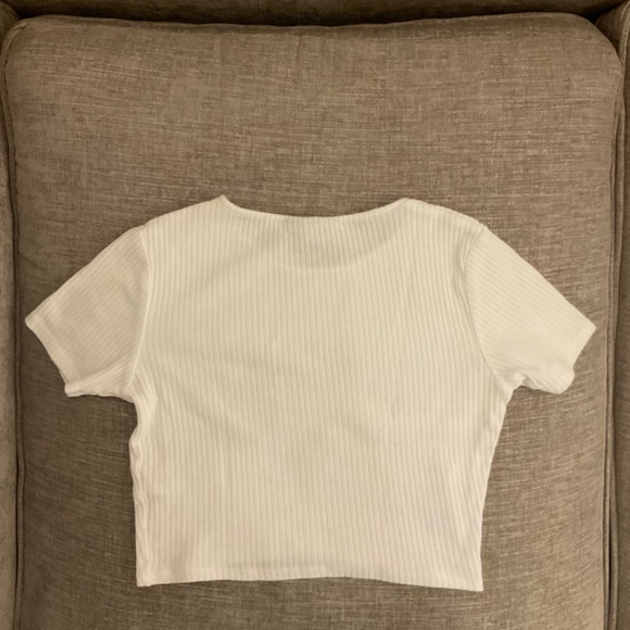 Topshop White Ribbed Crop Top - Picture 3 of 4